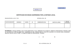 Certificado de deuda suspendida por la EELL