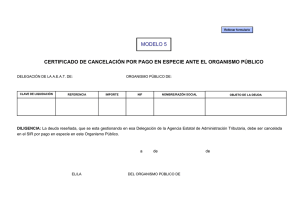 Certificado de cancelación por pago en especie