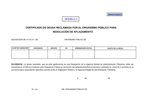 Certificado de deuda de aplazamiento