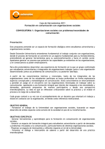 Convocatoria 1: para organizaciones sociales