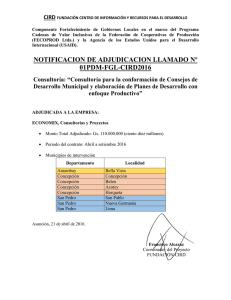 NOTIFICACION DE ADJUDICACION LLAMADO N 01PDM-FGL-CIRD2016