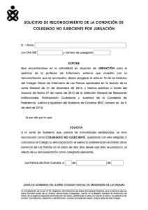 Formulario de Solicitud de Condición de Colegiado No Ejerciente por Jubilación