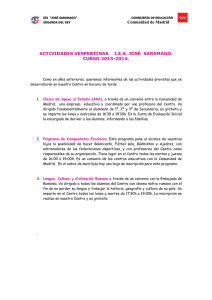 Actividades en funcionamiento Curso 13-14