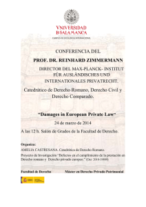 CONFERENCIA DEL . Catedrático de Derecho Romano, Derecho Civil y