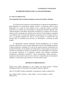 Nutrición esencia de la salud integral.