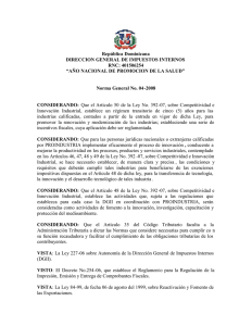Norma General No. 04 - 08 de la DGII sobre fomento