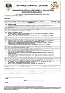 MUNICIPALIDAD PROVINCIAL DE HUARAL DECLARACIÓN JURADA DE OBSERVACIONES DE CONDICIONES DE