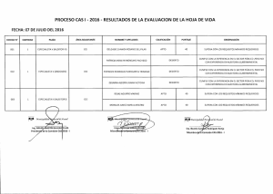 Proceso CAS 2016 Resultados de Evaluacion de Hoja de Vida