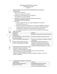MUNICIPALIDAD PROVINCIAL DE HUARAL PROCESO CAS N° III 2015 CODIGO: 17