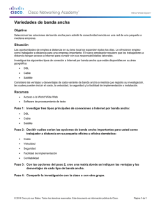 Actividad de clase: Variedades de banda ancha