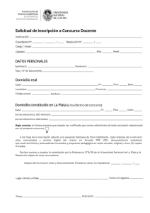 Planilla para la solicitud de inscripci n