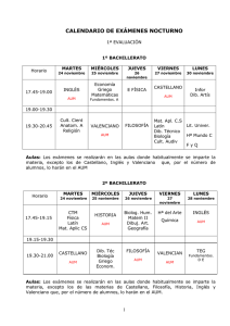 CALENDARI EXÀMENS 1a AVALUACIÓ 1r BATXILLERAT NOCTURN
