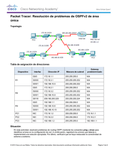 Packet Tracer: Resolución de problemas de OSPFv2 de área única (instrucciones)