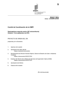 S Comité de Coordinación de Ia OMPI Septuagésima segunda sesión (26ª extraordinaria)