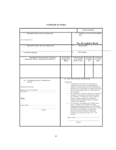 No. de registro fiscal : Certificado de Origen