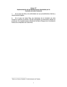 Implementación de las Modificaciones Aprobadas por la Comisión de Libre Comercio