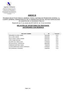 Relación de opositores de procesos anteriores con reserva