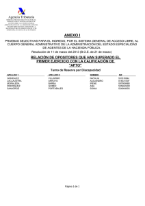 Anexo aprobados primer ejercicio turno de Reserva por discapacidad