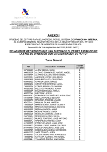 Anexo I. Relación aprobados 1º ejercicio. PI