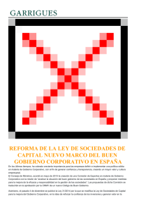 REFORMA DE LA LEY DE SOCIEDADES DE GOBIERNO CORPORATIVO EN ESPAÑA