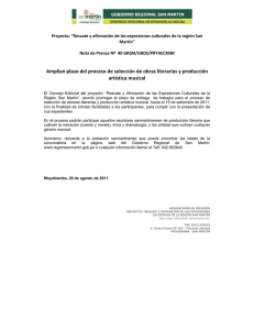 Amplían plazo del Proceso de Selección de Obras Literarias y Producción Artística Musical