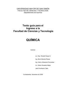 Guía de Química para Ingreso a la Facultad de Ciencias y Tecnología