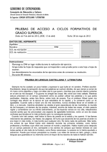 Examen Lengua Castellana y Literatura Grado Superior