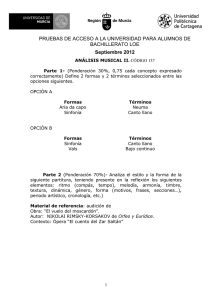 PRUEBAS DE ACCESO A LA UNIVERSIDAD PARA ALUMNOS DE BACHILLERATO LOE .