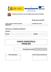 PARTE ESPECÍFICA FRANCÉS  20 de junio de 2011