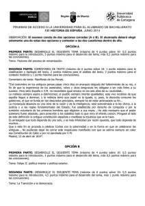 PRUEBAS DE ACCESO A LA UNIVERSIDAD PARA EL ALUMNADO DE... 131 HISTORIA DE ESPAÑA