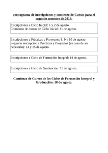ronograma de inscripciones y comienzo de Cursos para el