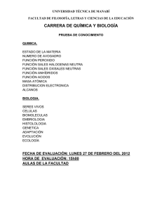 CARRERA DE QUÍMICA Y BIOLOGÍA