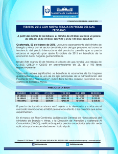 Febrero 2015 con nueva rebaja en precios del gas propano.