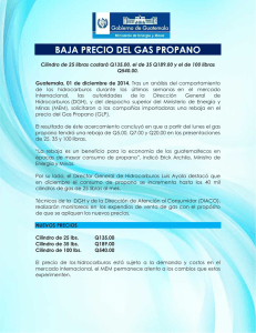 Baja precio del gas propano.