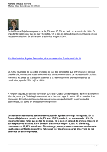 En la Cámara Baja hemos pasado de 14,2% a un... importante hacer notar que de las 19 electas, 12 lo...