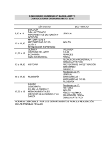 Calendario de ex menes 2 de bachillerato (mayo).