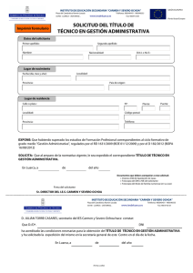Solicitud del t tulo de T CNICO EN GESTI N ADMINISTRATIVA.