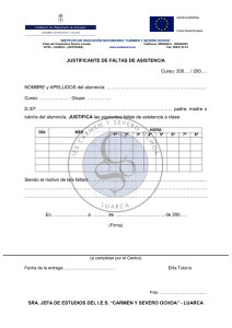 Documento para comunicar faltas de asistencia...