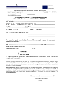 Autorizaci n para salidas extraescolares