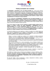 pol tica de Empresa en materia de calidad (Norma ISO 9001)