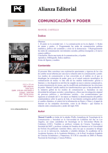 COMUNICACIÓN Y PODER  MANUEL CASTELLS Índice
