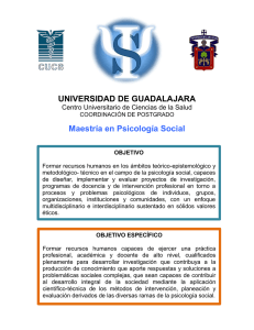 UNIVERSIDAD DE GUADALAJARA Maestría en Psicología Social