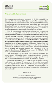 A la comunidad universitaria