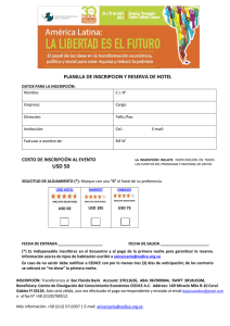 PLANILLA DE INSCRIPCION Y RESERVA DE HOTEL