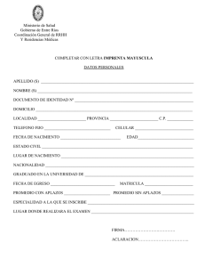 Ministerio de Salud Gobierno de Entre Ríos Coordinación General de RRHH