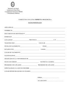 PLANILLAS DE INSCRPCION 2016