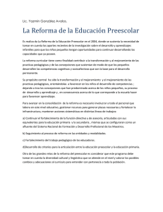 La Reforma de la Educación Preescolar