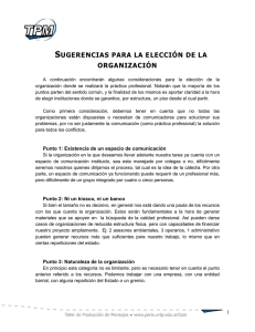 Sugerencias para la elecci n de una organizaci n.