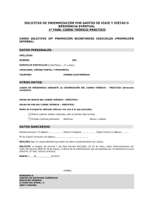 2.Modelo de solicitud de indemnización por gastos de viaje y dietas o residencia eventual (1ª fase: curso teórico práctico).