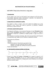MATEMÁTICAS FINANCIERAS LECCIÓN 5: Operaciones financieras a largo plazo.